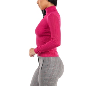 Suéter de cuello alto informal para mujer, jerséis de punto de moda gruesos bordados, manga larga, patrón Simple BD Otoño Invierno de talla grande - Product Image 3