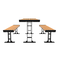 2025 DERNIÈRE Table de pique-nique extérieure en acier et en bois Table moderne à lattes en plastique avec chaises