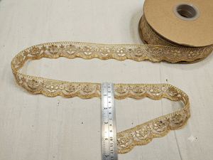 B.R. Ribete de encaje bordado de moda, rollo de malla de rayón y nailon dorado lavable para prendas - Product Image 2