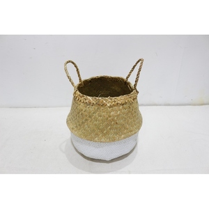 Eco-Friendly <b>Plant</b> Fiber Multifunction Circle Rustic Palm Leaf Belly <b>Basket</b> <b>for</b> Kitchen Storage - Product Image 4