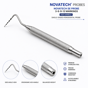 หัววัดโรคปริทันต์แบบปลายเดียว Novatech SE Probe 3-6-9-12 Markings # 6 # 7 # 8 # 30 สแตนเลสสตีลเซโทเมดโปร - Product Image 3