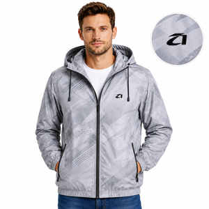 Custom Printed Men's <b>Jackets</b> Hooded Waterproof Windbreaker Lightweight Regular Fit Outerwear OEM Sample Service Bulk Supplier - Product Image 1