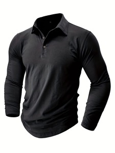 Polo à manches longues pour homme personnalisé OEM, broderie et impression de logo de haute qualité, décontracté, été, golf, noir, tricoté, boutonné - Product Image 2