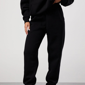 Pantalon de jogging pour femme, OEM personnalisé, taille élastique oversize, en molleton bouclette doux uni, coupe droite à jambe large, pantalon de sport - Product Image 6