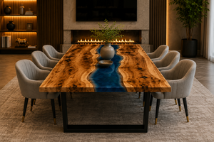 Modern Wood <b>Epoxy</b> River Dining <b>Table</b> Rectangle Contemporary Living Room Furniture Indoor Durable Handmade Center <b>Table</b> - Product Image 2