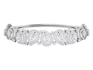 18K <b>Solid</b> Gold Lab Grown Diamond <b>Bracelet</b> 5ct Brilliant Royal Swirl Cuff Bangle IGI Certified Vintage Bridal Jewelry 29g Custom - Product Image 1