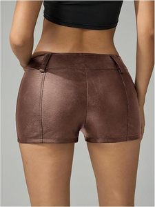 Wholesale Custom Women's Faux Leather Mini <b>Shorts</b> High Waist Vegan Leather Clubwear Fashion <b>Shorts</b> Manufacturer - Product Image 5