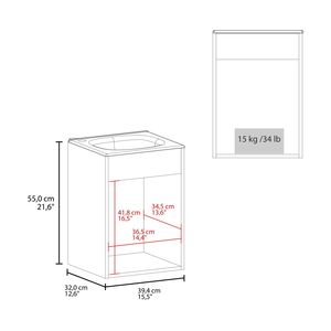 Mobile bagno sospeso Bethel bianco a una anta, design ampio con lavabo in resina e due ripiani per lo stoccaggio - Product Image 4
