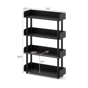 Étagère ouverte anti-basculement à 4 niveaux avec pieds surélevés, présentoir noir pour la maison et le bureau - Product Image 4