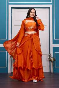 Tenue de Lehenga élégante et festive avec broderie Zari, travail de sequins et dupatta en satin doux - Product Image 5