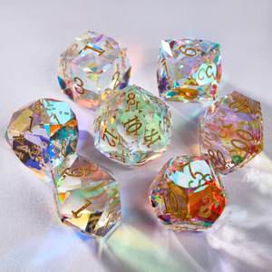 Juego de Dados de Cristal Poliédrico Personalizado, Grabado, Corte Diamante, Azul, Hecho a Mano, de Lujo, para Juegos de Rol de Mesa, 7 Piezas - Product Image 6