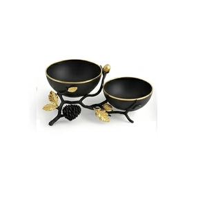 Bol en métal martelé doré avec support en forme de branche, fait main, décoratif et élégant, plat de service pour fêtes et cadeaux - Product Image 5