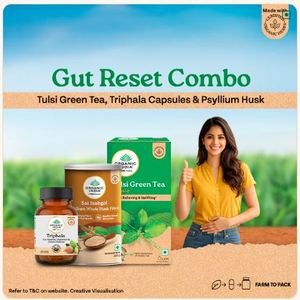 Organic India Gut Reset Combo : Capsules de Tulsi, Thé Vert, Triphala et Psyllium Husk pour l'Énergie Naturelle de Delhi - Product Image 2