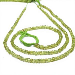 Cuentas facetadas de peridoto natural de 3.5-4MM, cuentas facetadas de peridoto para la fabricación de joyas, proveedor mayorista, 13 pulgadas, a granel. - Product Image 1