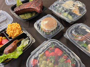 Contenedores Desechables Tiya Aptos para Microondas, Negros, de 8 Pulgadas, con 3 Compartimentos, Tipo Concha, con Tapa Abatible de MFPP - Product Image 6