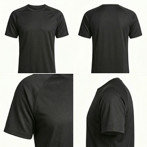 Men's Black Short Sleeve Crew Neck Moisture Wicking <b>T</b>-<b>Shirt</b> Regular Fit 100% <b>Polyester</b> Solid Color All Seasons Athletic Top - Product Image 6