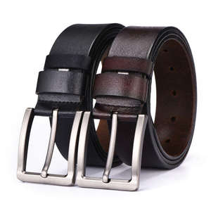 Ceinture en cuir de vachette JECCON pour homme, style décontracté, boucle à ardillon en alliage, imprimée, durable, largeur 38 mm, motif uni, modèle B51497-38 - Product Image 1