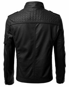 Chaqueta de cuero personalizada para hombre 2026, con capucha, mangas largas, cremallera, bolsillos, cuello alto, lona frontal y letras insertadas. - Product Image 4