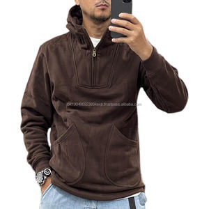 Half Zip Up Hoodies para hombres Logotipo personalizado Cremallera para hombres Sudaderas con capucha de gran tamaño Sudaderas Casuales - Product Image 1
