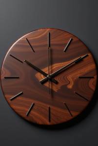 Horloge murale moderne ronde en bois à piles, patine vert sarcelle, motif arbre, analogique, décorative - Product Image 3
