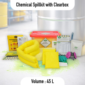 SABER Chemical Spill Response Kit with Transparent Box and Red Lid for Hazardous Liquid Absorbent Emergency Use - Product Image 3
