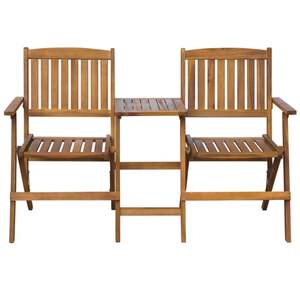 Banc de jardin pliable moyen en bois d'acacia massif marron, mobilier de patio - Product Image 2