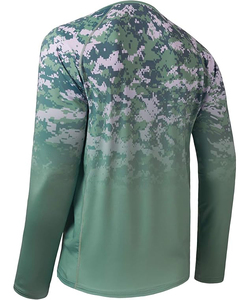 เสื้อแรชการ์ดแขนยาวลายพรางสำหรับผู้ชาย ระบายอากาศได้ดี แห้งเร็ว ผลิตจากโพลีเอสเตอร์ผสมคอตตอน ป้องกันแสงแดด UPF 50+ - Product Image 4