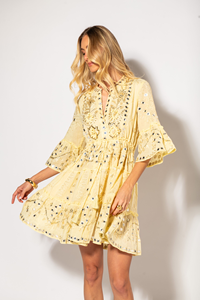 Women Embroidered Boho Mini <b>Dress</b> Long <b>Bell</b> <b>Sleeve</b> Summer Casual Beach Party <b>Dress</b> - Product Image 3