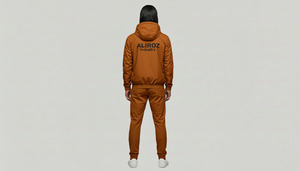 Ensemble de survêtement à capuche marron pour homme Aliroz, coupe-vent, fermeture éclair intégrale, tenue de jogging décontractée, vêtements de sport en polyester, pour l'automne - Product Image 6