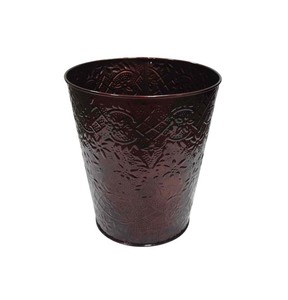 Handcrafted Bronze Decorative Waste Basket with Artistic Floral Embossed Pattern - Product Image 4