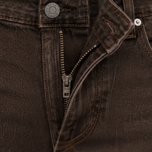 Jean en denim marron chocolat pour homme, coupe droite, motif texturé, style décontracté streetwear, cinq poches, pantalon tendance - Product Image 6
