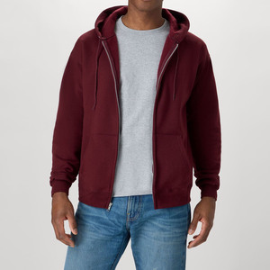 Sweat-shirt à capuche zippé en coton pour homme, logo personnalisé, manches longues, streetwear décontracté, fournisseur de vêtements en gros - Product Image 1