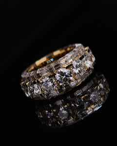 Bague de fiançailles Hip Hop de luxe à 5 rangs plaquée rhodium, sertie de diamants, cadeau idéal pour homme, passe le test du diamant - Product Image 3