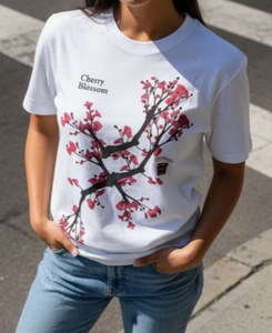 T-shirt décontracté pour femme en jersey brodé floral à imprimé numérique, doux et extensible, à manches courtes, col rond, coupe ample - Product Image 1