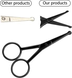 High End Stainless Steel Nose Hair Trimming Scissors Safety Rounded Tip Grooming <b>Tool</b> Professional Facial Hair <b>Removal</b> Scissors - Product Image 6
