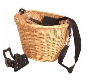 Panier de vélo avant en rotin tressé fait main, robuste, avec système de fixation rapide, écologique, pour rangement de vélo, avec sangle de transport - Product Image 2