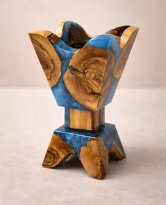 Sculptural Epoxy Resin Sandalwood Indian Incense <b>Burner</b> Eco-friendly Design Blending Natural Grain Modern Polish Square Shaped - Product Image 1