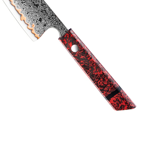 Couteau de cuisine artisanal en cuivre damasqué avec manche en bois artistique pour la préparation culinaire et la présentation des aliments - Product Image 4