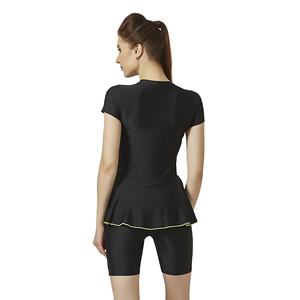 Haute qualité personnalisé femmes demi-longueur robe de bain Nylon Spandex noir robe tricoté Fitness maillots de bain - Product Image 4