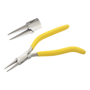 Alicates de punta de aguja de agarre de PVC de 150mm, manijas de pistola de resorte, mordazas Lisas para fabricación de joyas, manualidades DIY, prensado, pesca, OEM - Product Image 1