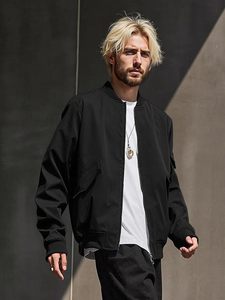 <b>Men's</b> Casual Relaxed Fit Windproof Zip-Up Bomber <b>Jacket</b> | Lightweight, Utility Pockets, Ribbed Collar, Full Zip <b>jacket</b> - Product Image 2