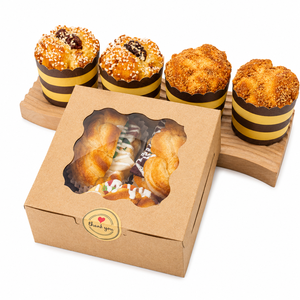 Bakery <b>Boxes</b> With Window Kraft Paper Food Packaging Container Disposable Foldable Biscuit Chocolate Cake Packing <b>Boxes</b> - Product Image 6