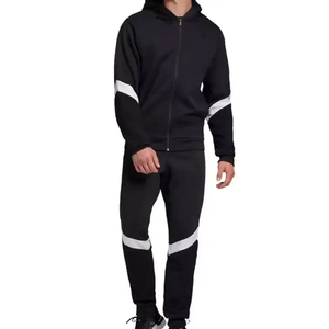Ensemble de survêtement pour homme, sweat à capuche zippé, pantalon fuselé, blocs de couleur contrastés, polaire technique, coupe athlétique, tenue de sport pour la gym et l'entraînement - Product Image 1