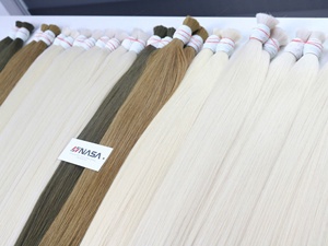 Extensions de cheveux vierges vietnamiens en vrac Nasa Hair, 100g, couleur claire, 65cm de long, trames doubles à la machine, prêtes pour la permanente - Product Image 2