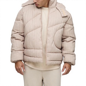 Custom Zip up Lightweight <b>Duck</b> Feather Fill Cropped Padded Quilted Windproof Puffy Bubble Winter <b>Down</b> <b>Coat</b> Puffer Jacket for Men - Product Image 1