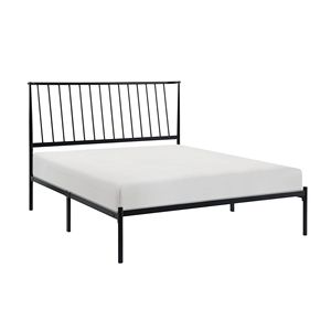 Letto matrimoniale con piattaforma in metallo nero con testiera angolare, 1 pz, mobili per camera da letto - Product Image 1
