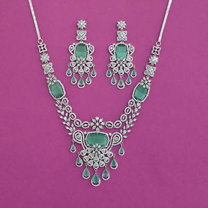 Handmade Jewellery Wholesalers in India American Diamond Classic Necklace With Rhodium Plating 444026 - Product Image 2