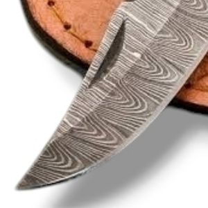 Couteaux pliants portables en acier Damas avec étui en cuir, couteaux de poche EDC compacts pour la chasse, le camping, la randonnée et la survie en extérieur - Product Image 2