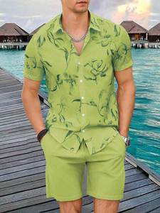 Ensemble T-shirt et short décontracté d'été pour hommes à imprimé floral, motif 3D, vente en gros - Product Image 3