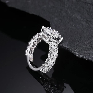 Pahal Jewels Luxury Fine Jewelry Wedding <b>Ring</b> 925 Sterling Silver VVS Moissanite Halo Engagement <b>Ring</b> for Certified Rhodium - Product Image 6
